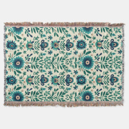 Couverture Turquoise Green Swedish Folk Art Motif