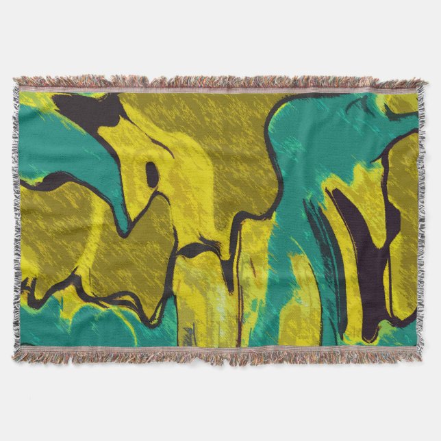 Couverture Turquoise jaune moutarde Abstrait (Devant)