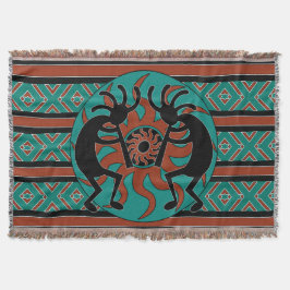 Couverture Turquoise Kokopelli Tribal Design Sud-Ouest