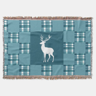 Couverture Turquoise plaquée avec silhouette de cerf blanc