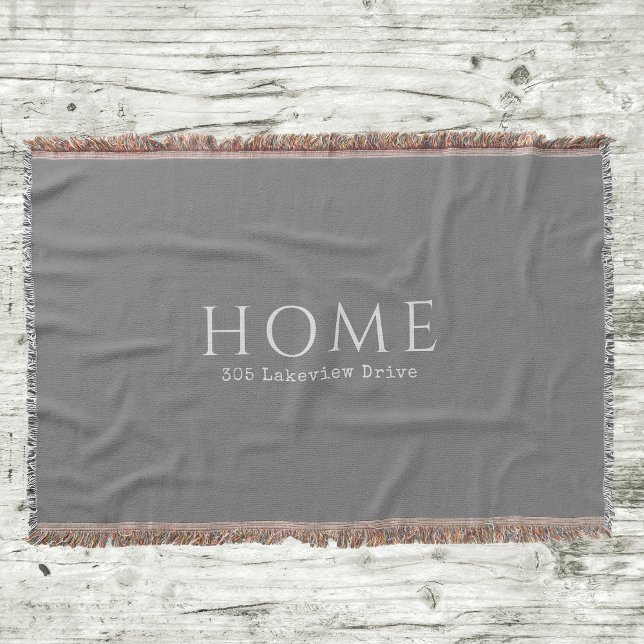 Couverture Typographie domestique moderne avec votre adresse (There's no place like home! Personalize this custom throw with your address.)