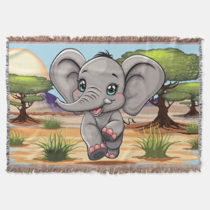 Couverture Un bébé éléphant qui sonne heureux dans la savane 