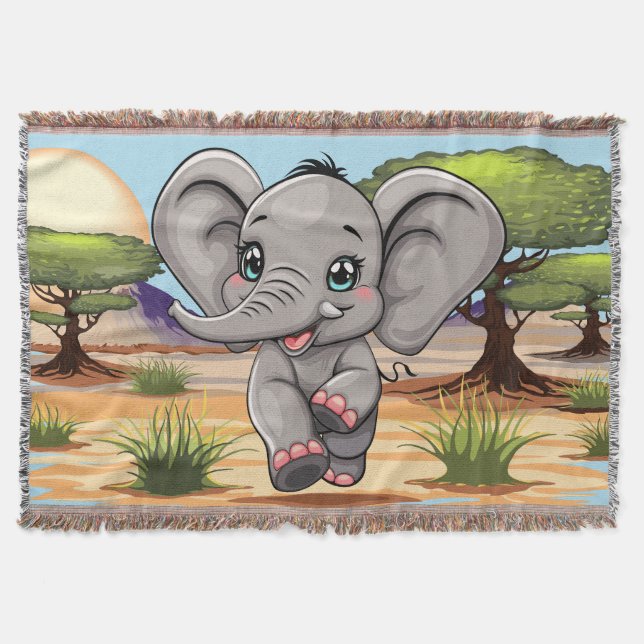 Couverture Un bébé éléphant qui sonne heureux dans la savane  (Devant)