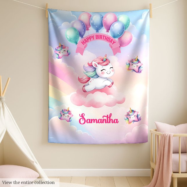 Couverture Unicorn personnalisée pour l'anniversai (Personalized Unicorn Blanket for Girl Birthday)