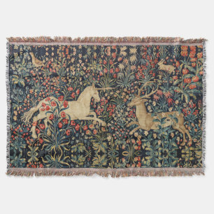 Couverture UNICORNE ET CERF, FLEURS, ANIMAUX FORESTIERS Flora
