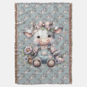 Couverture Vache Pastel mignonne dans des salons aux fleurs