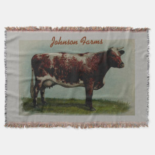 Couverture Vache vintage personnalisée à Shorthorn