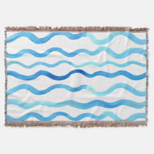 Couverture Vagues Aquarelle : bleu turquoise sans joint.