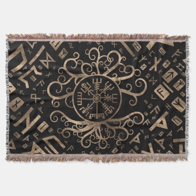Couverture Vegvisir Arbre de vie Yggdrasil et Runes (Devant)