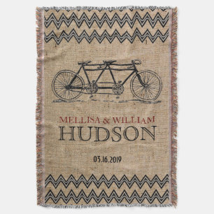 Couverture Vélo Tandem Rétro Zigzag Chevron Cadeau Mariage