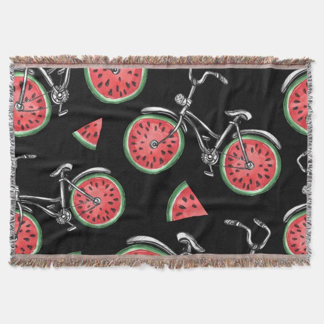 Couverture Vélos à roue de pastèque, motif d'été. (Devant)
