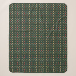 Couverture verte avec petits arbres de Noël