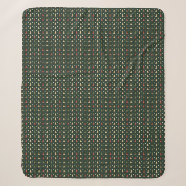 Couverture verte avec petits arbres de Noël (Devant)