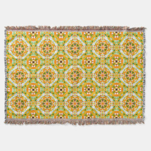 Couverture Vibrant Orange Vert Étoile Boho Maximaliste