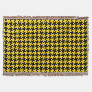 Couverture Vichy jaune noir à carreaux pied de poule 