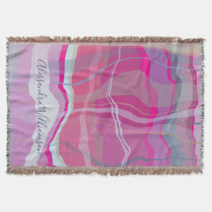Couverture Vichy personnalisé à carreaux marbrés rose violet