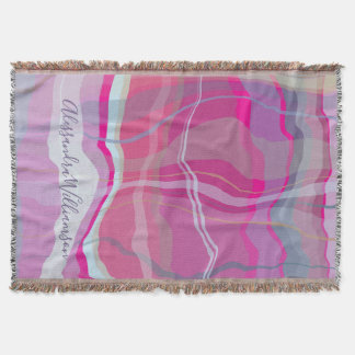 Couverture Vichy personnalisé à carreaux marbrés rose violet