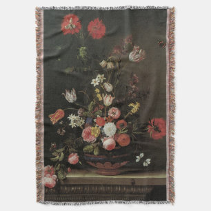 Couverture Vieille Composition Florale Baroque de Fleurs dans