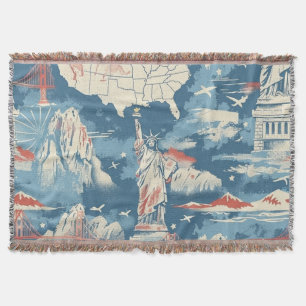 Couverture Vintage American Landmark Motif - Liberty, USA