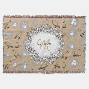 Couverture Vintage Birds & Nid Rustic Kraft Brown