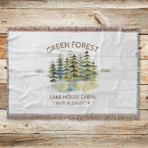 Couverture Vintage Foggy Pine Forest Lake House Cabine Lodge