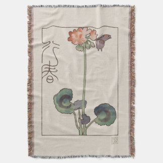 Couverture Vintage Japanese Spring Art: Geranium & Butterfly