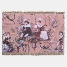 Vintage Toile rose Victorien Style Floral
