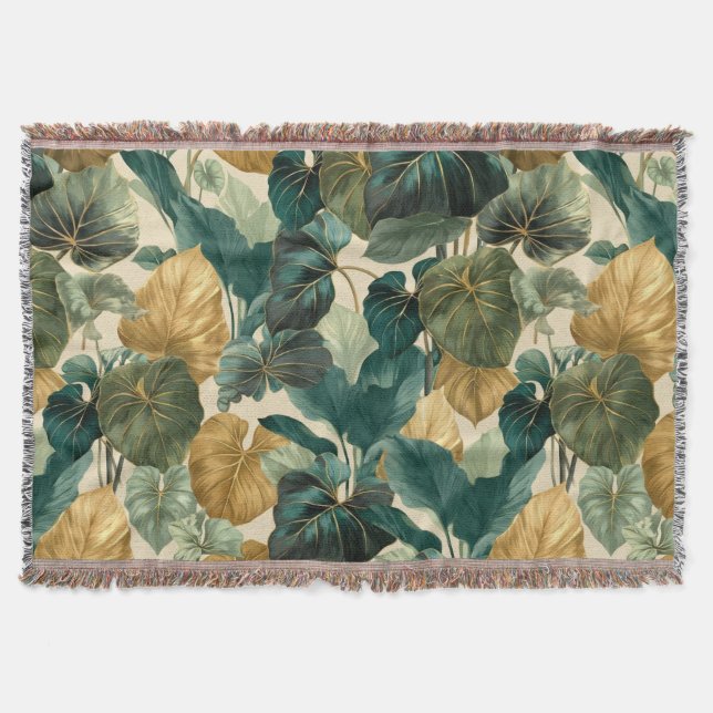 Couverture vintage tropical leaf pattern aesthetic (Devant)