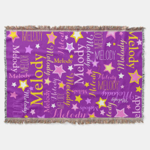 Couverture Violet rose jaune filles nom étoiles motif