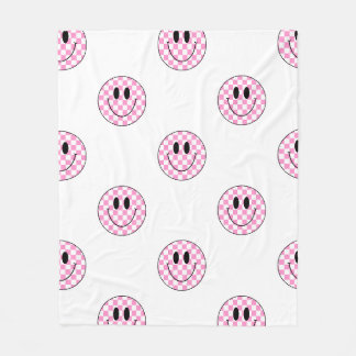 Couverture visage rose À damiers sourire
