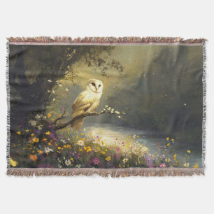 Couverture Whimsical Snowy White Owen Art Fleur sauvage