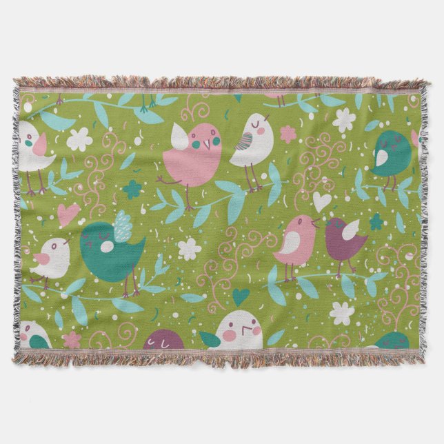 Couverture Whimsy Tweety Birds on Vines Throw Blanket (Devant)