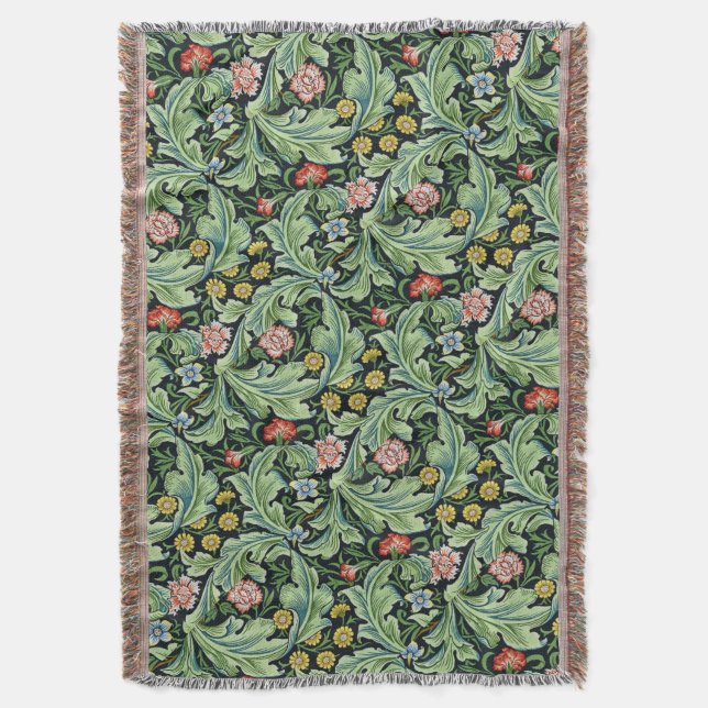 Couverture William Morris Fleurs florales Carnation vert rose (devant Vertical)