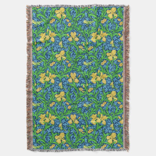Couverture William Morris Irises, jaune et bleu de cobalt (devant Vertical)