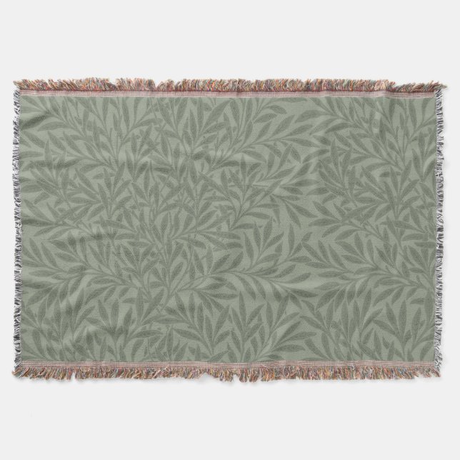 Couverture William Morris Motif Saule Antique Vert Sauge (Devant)