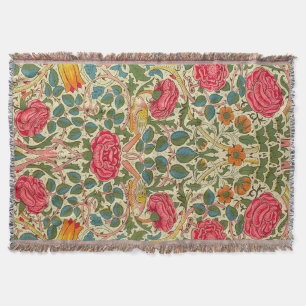 Couverture William Morris Rose Floral Chintz rose