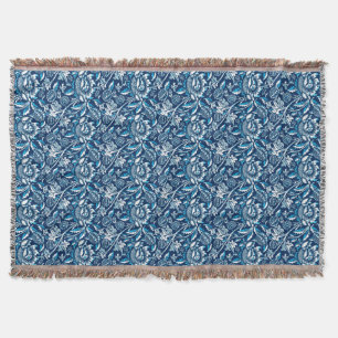 Couverture William Morris Sunflower, bleu foncé et blanc
