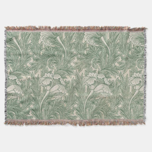 Couverture William Morris tulip fond textile vert