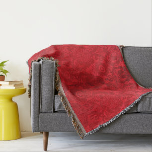 Couverture William Morris Vintage Rouge Velvet Timbé Motif