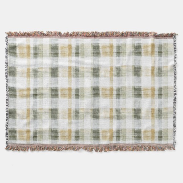 Couverture Yellow Green White Plaid Stripes (Devant)