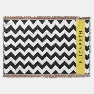 Couverture Zigzag noir et blanc, Motif Chevron, Votre nom