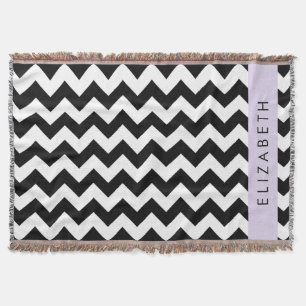 Couverture Zigzag noir et blanc, Motif Chevron, Votre nom