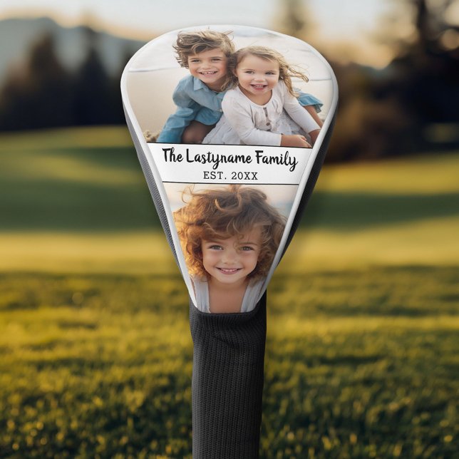 Couvre-club De Golf 2 Photo Collage Nom de famille (Personalized Golf Head Cover)