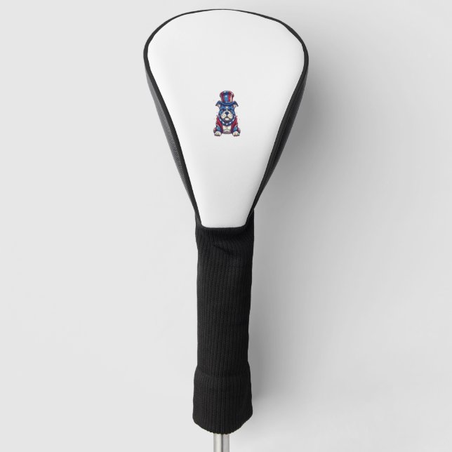 Couvre-club De Golf 4 juillet petit chien américain patriotique (Devant)