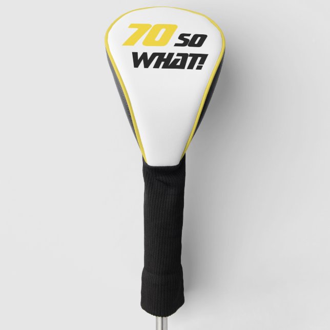 Couvre-club De Golf 70e anniversaire Motivationnel moderne Jaune Noir (Devant)