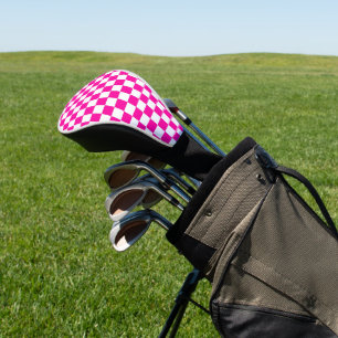 Couvre-club De Golf à damiers rose et blanc