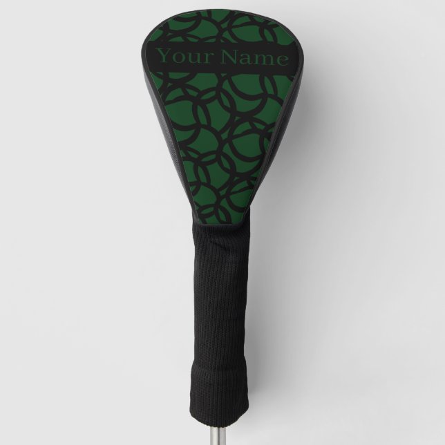 Couvre-club De Golf Abstrait Motif noir et vert personnalisé (Devant)