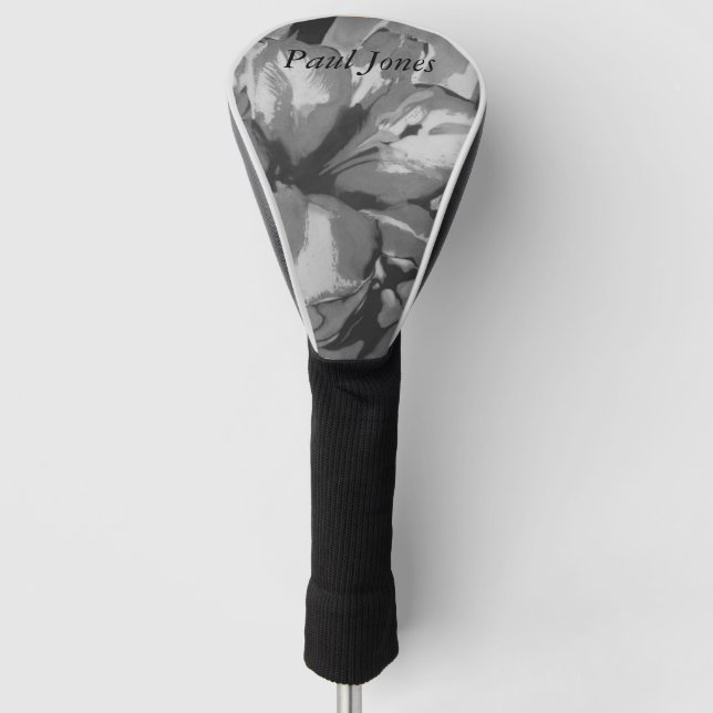 Couvre-club De Golf abstrait noir et blanc contemporain   (Devant)