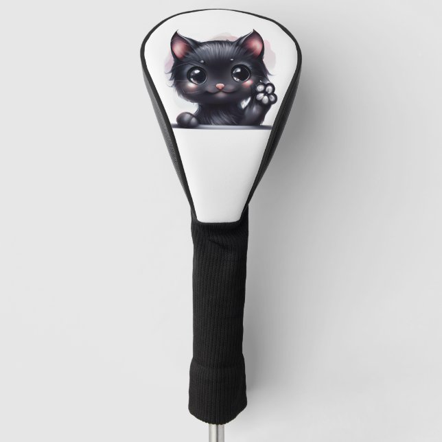 Couvre-club De Golf Adorable Kawaii Chat noir (Devant)
