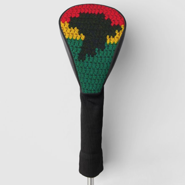Couvre-club De Golf Afrique Rouge Noir Vert Designer Crochet (Devant)